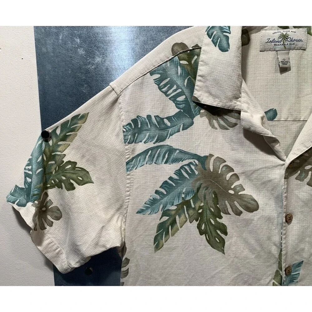 Island Shores Hawaiian Shirt Mens Large 100% Washable Silk Button Up Large - Picture 5 of 16